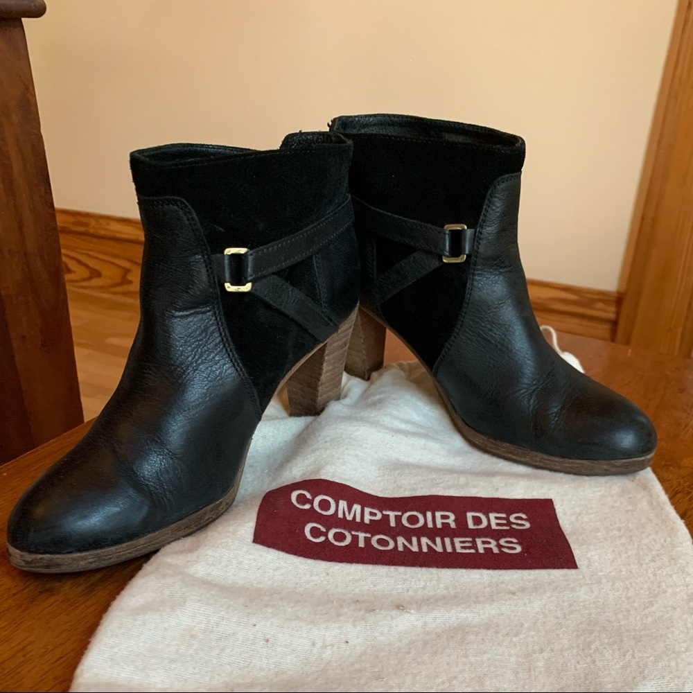 Comptoir Des Cotonniers Black Leather Booties 6.5